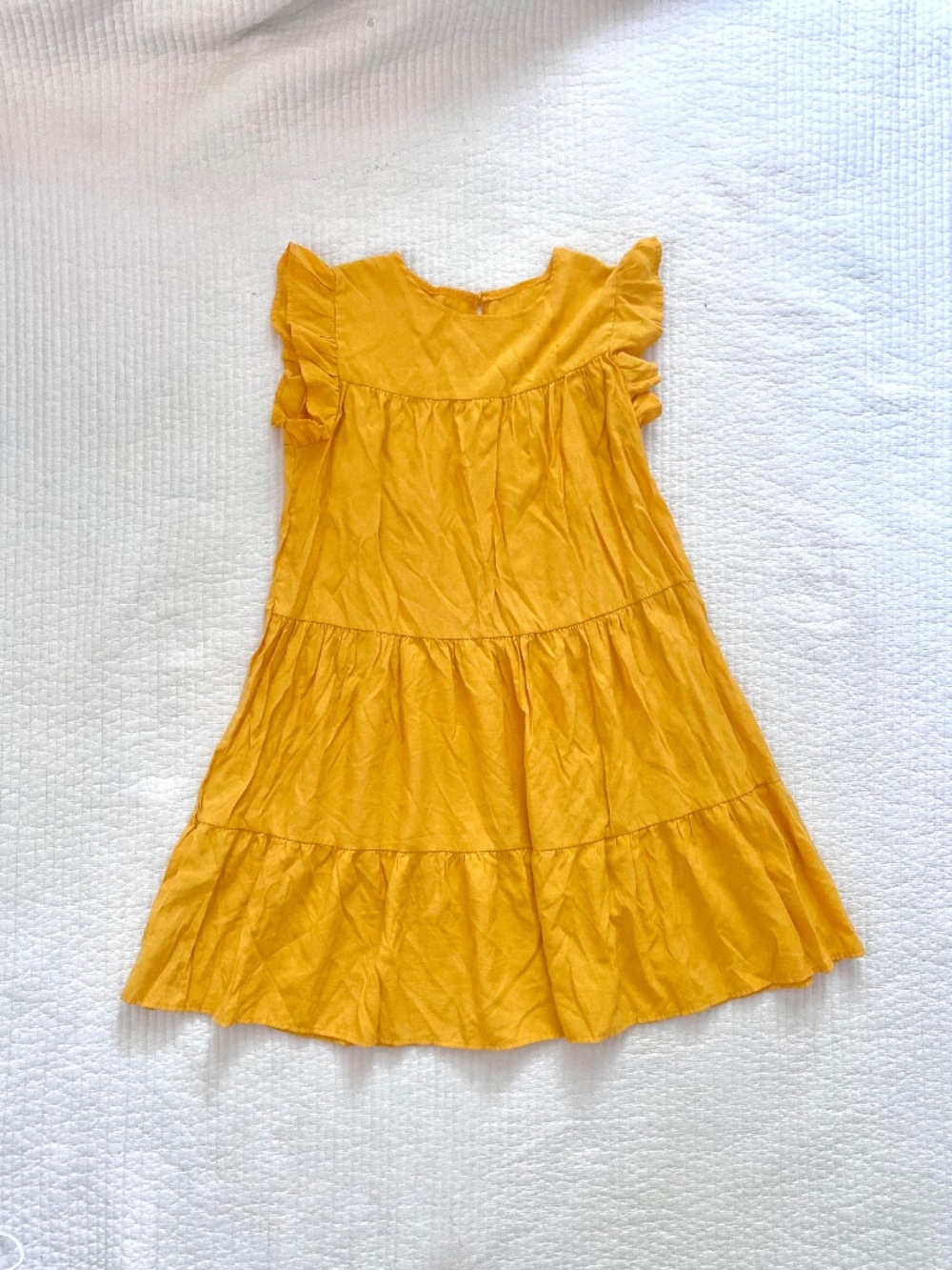 Yellow ruffle babydoll mini dress